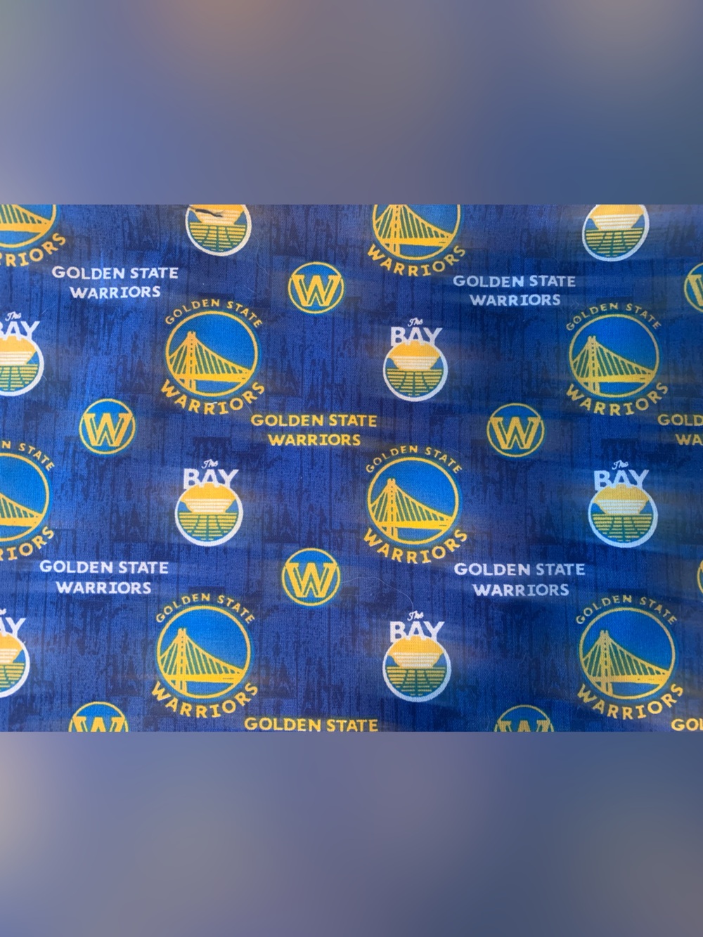 NBA Golden State Warriors Blue & Yellow Team Print Fabric Brand New By The Yard